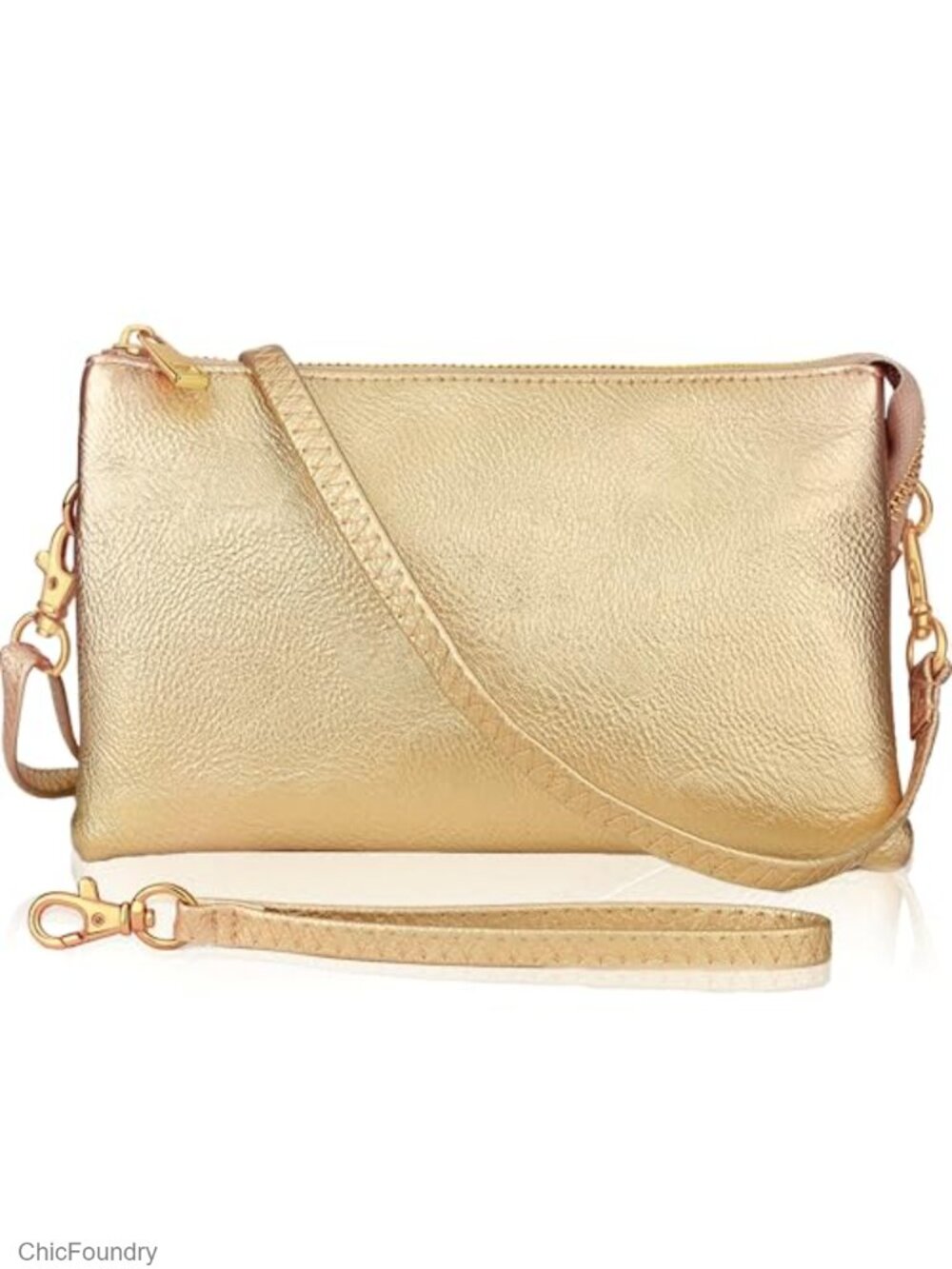 Vegan Leather Crossbody Wristlet Purse Small Convertible Clutch Detachable Strap